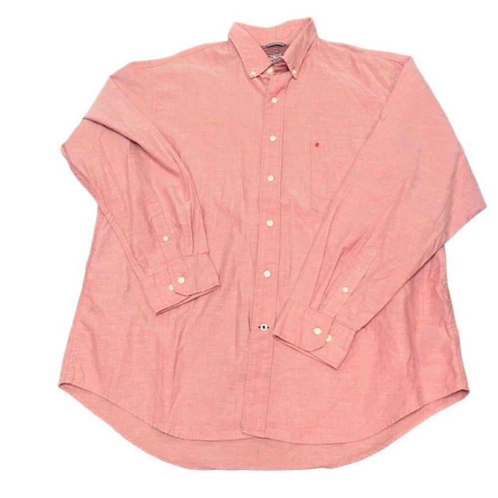 IZOD Saltwater Men's Button Down Long Sleeve Shirt Peach Size XL